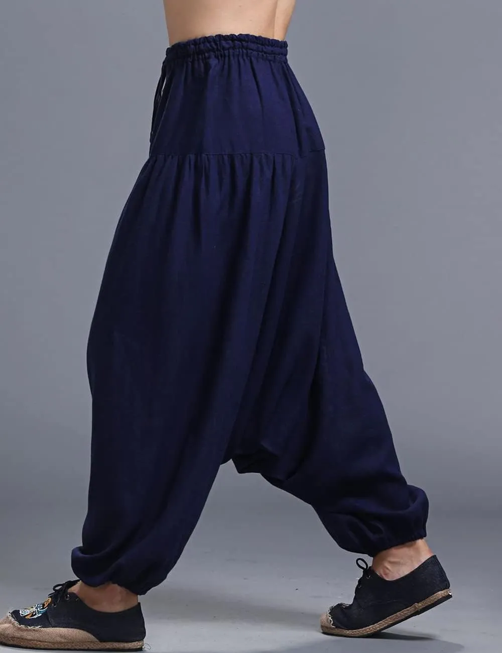 Ystylee Mens Womens Harem Pants Cotton Linen Yoga Baggy Hippie Boho Drop Crotch Trouser