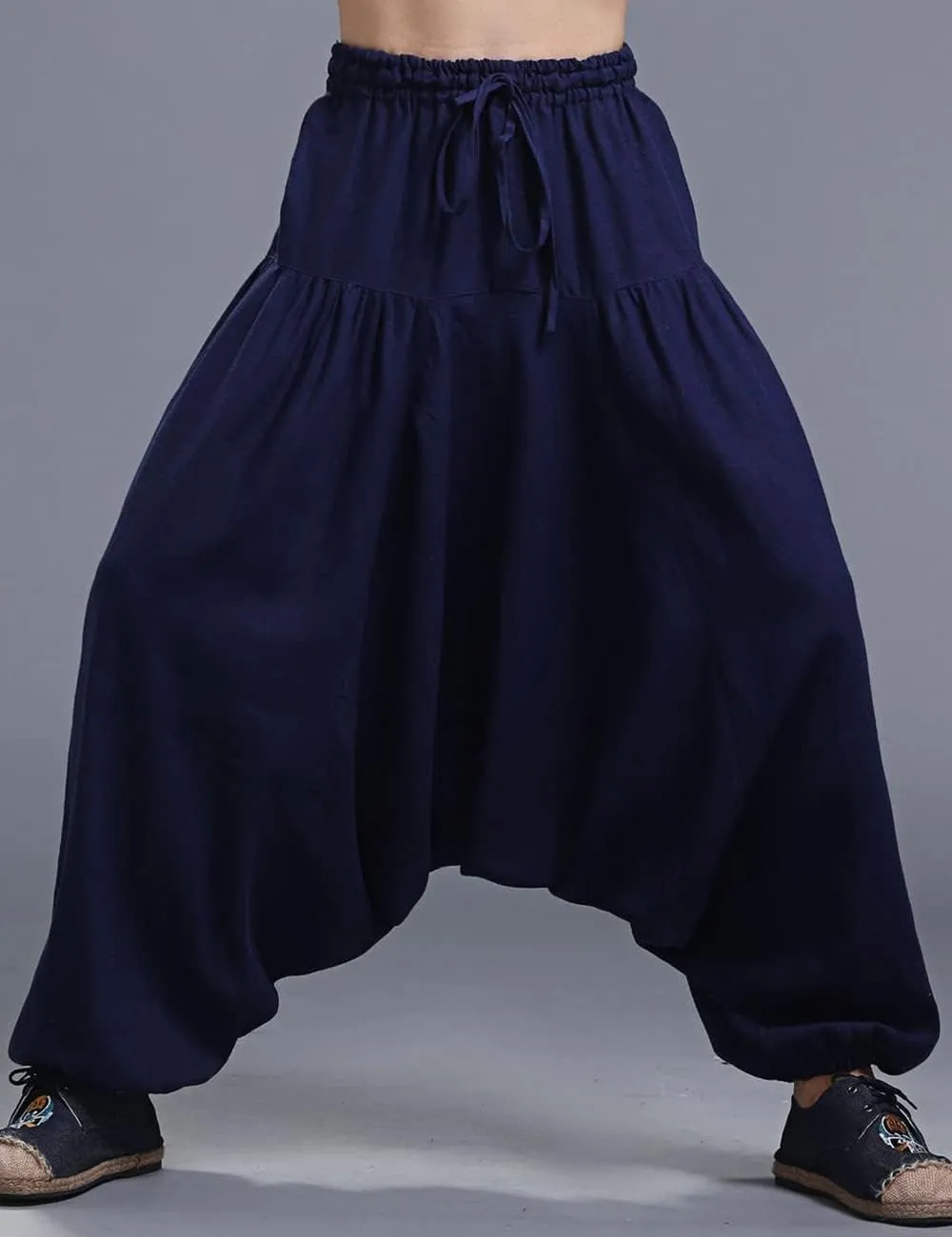 Ystylee Mens Womens Harem Pants Cotton Linen Yoga Baggy Hippie Boho Drop Crotch Trouser