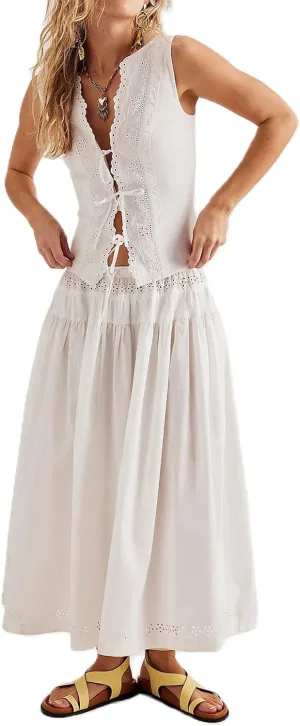 Yuemengxuan Maxi Skirt Sets for Women Y2k Summer Dresses Tie Front Tops and Long Skirts Cutout Beach 2 Piece Outfits