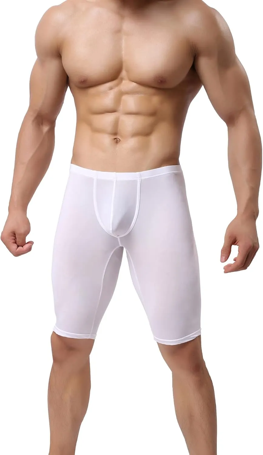 YUFEIDA Men's Compression Half Tights Leggings Sheer Swimwear Shorts Trunks Pant