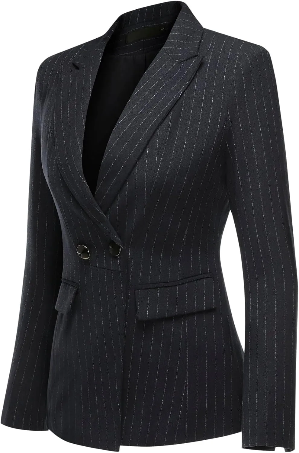 YUNCLOS Women's 2 Piece Office Lady Stripes Business Suit Set Slim Fit Blazer Jacket Pant