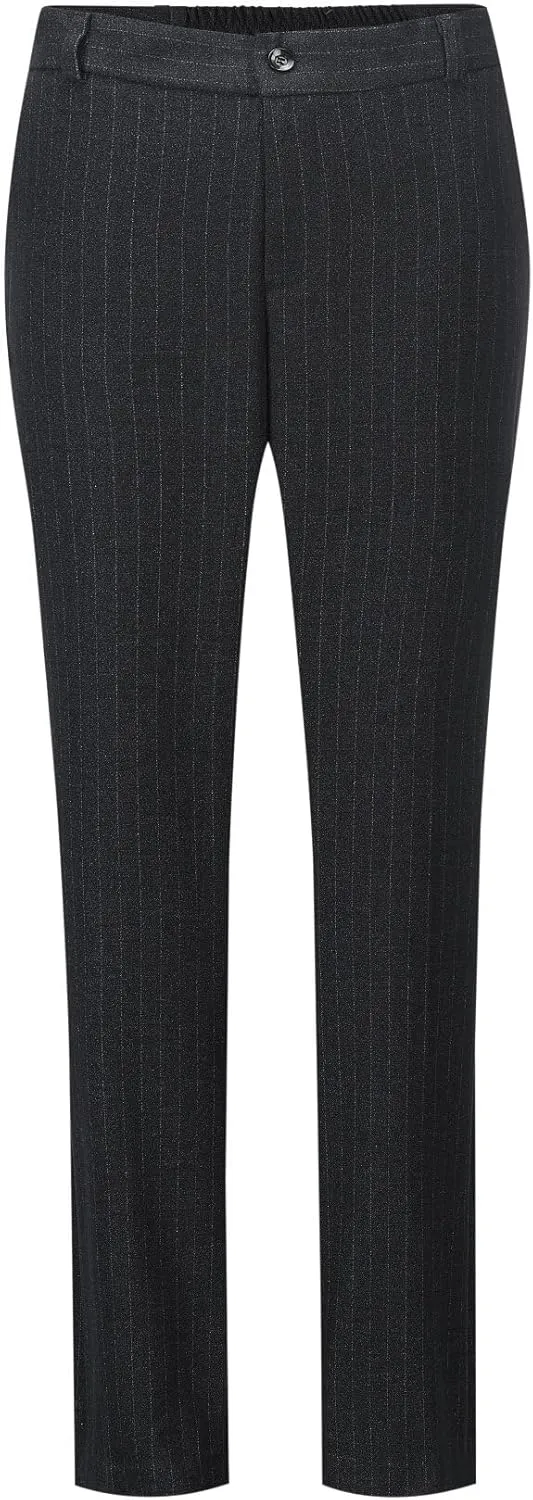 YUNCLOS Women's 2 Piece Office Lady Stripes Business Suit Set Slim Fit Blazer Jacket Pant