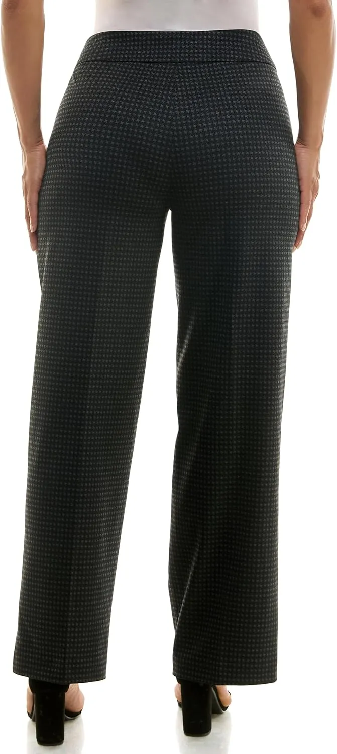 Zac & Rachel Women's Pull on Wide Leg Compression Ponte Pant with Symmetric Button Detail