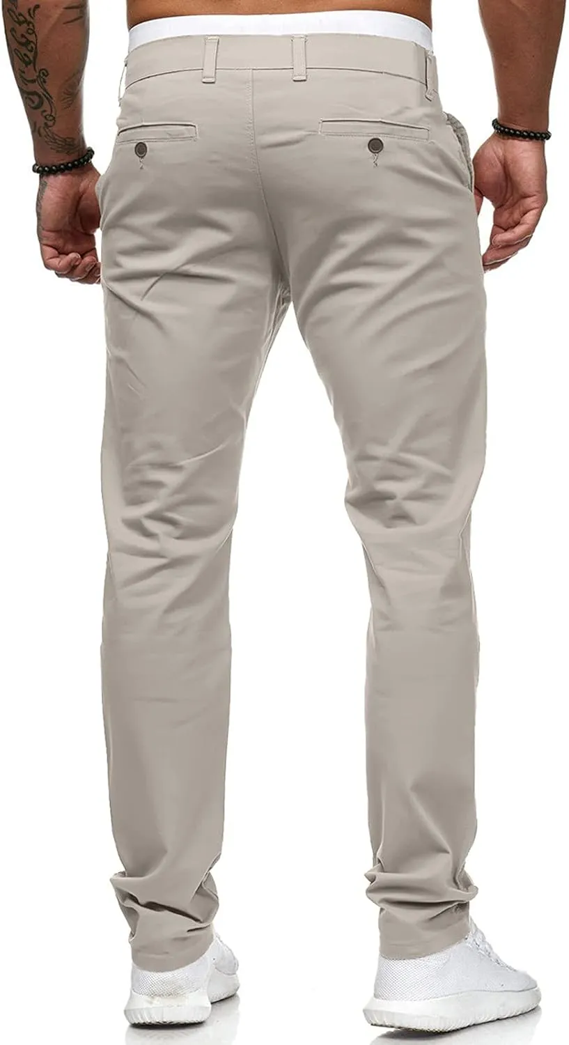 ZHUER Men's Casual Pants Slim Fit Stretch Flat-Front Skinny Dress Pants Full Length Mid Waist Chino Pants Work Sport Trousers