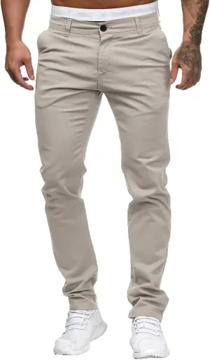 ZHUER Men's Casual Pants Slim Fit Stretch Flat-Front Skinny Dress Pants Full Length Mid Waist Chino Pants Work Sport Trousers
